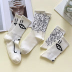 Cotton Blend Abstract Graphic Crew Socks