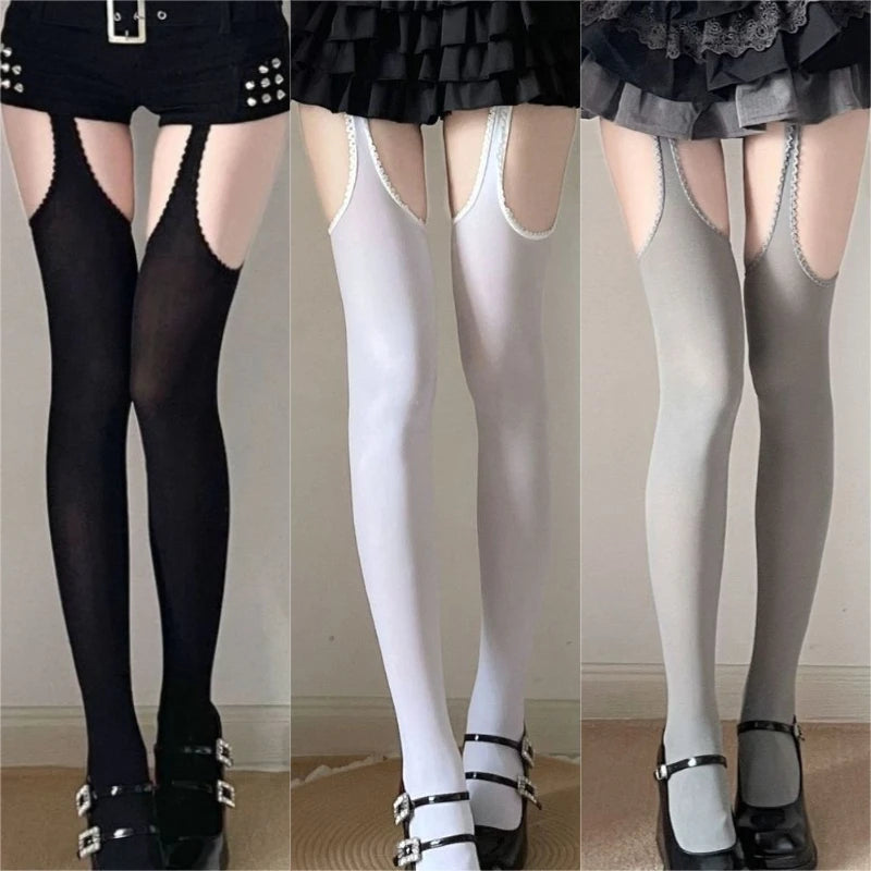 Nylon Elastane Suspender Stockings Over The Knee Tights