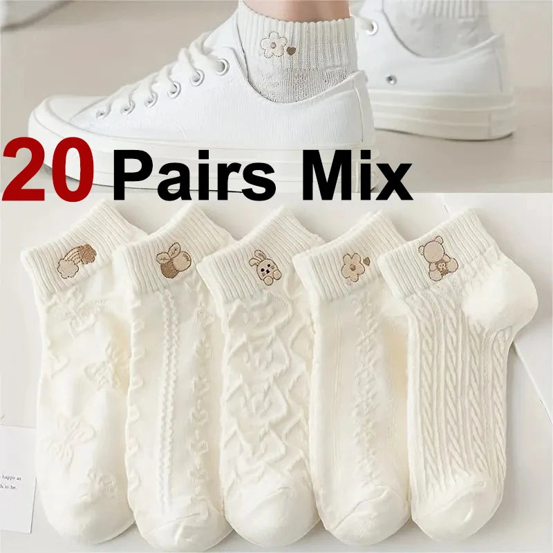 Polyester Elastane Cartoon Print Low Tube Casual Ankle Socks