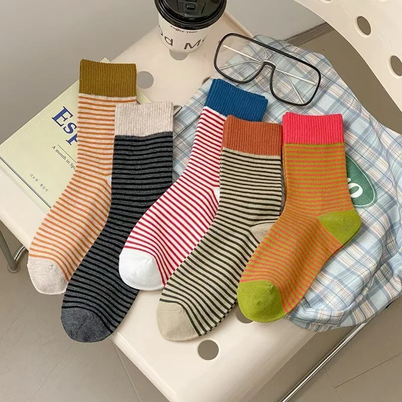 Striped Polyester Elastane Crew Socks Women - 2