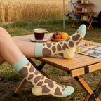 Cotton Blend Giraffe Print Mid Calf Socks