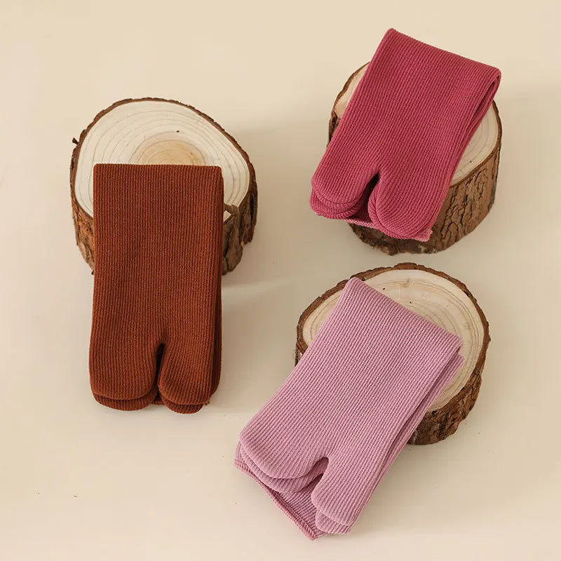 Thick Knit Two Toed Thermal Socks Mid Calf