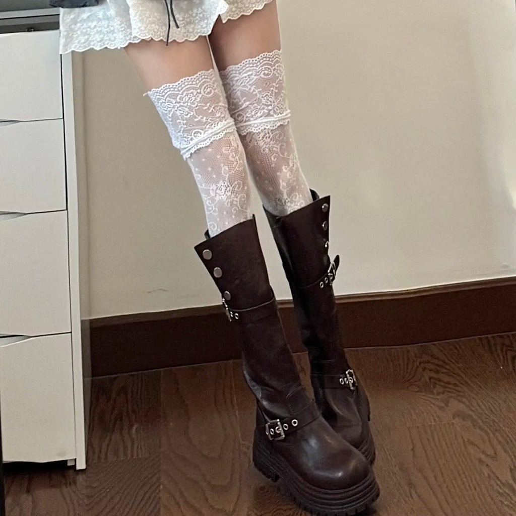 Lace Fishnet Thigh High Stockings