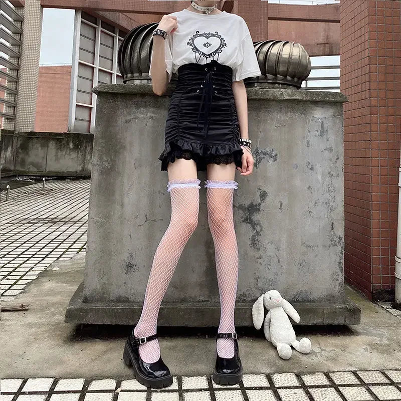 Nylon Fishnet Over Knee Stockings