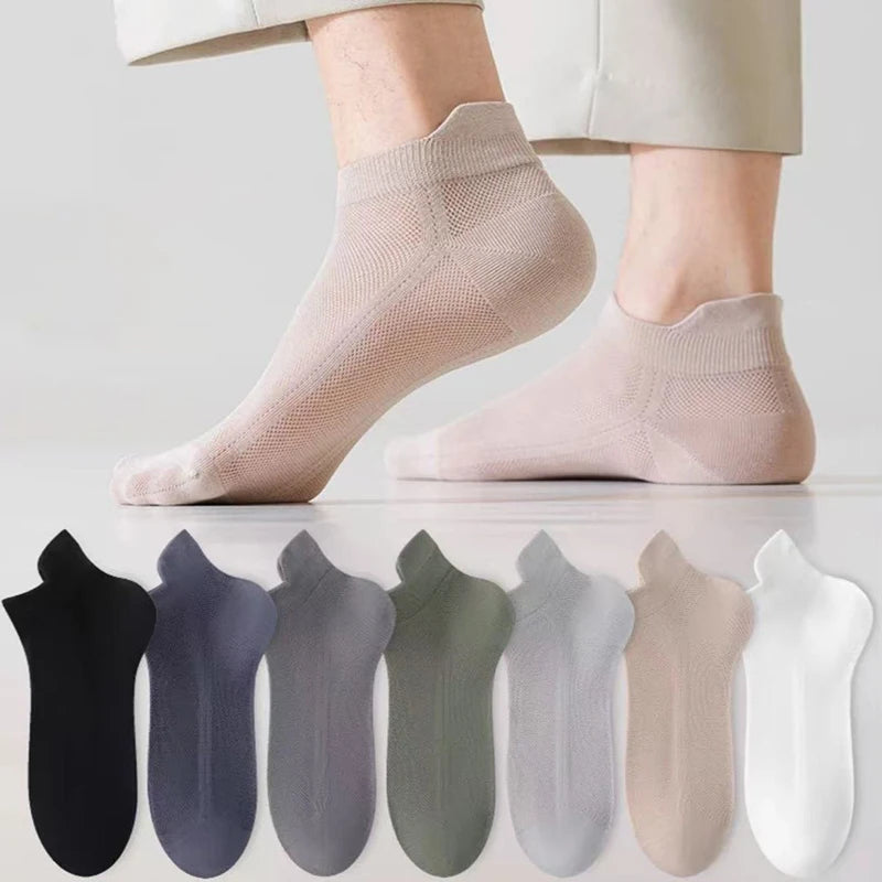 Cotton Polyester Ankle Socks Breathable Mesh Summer Casual Footwear