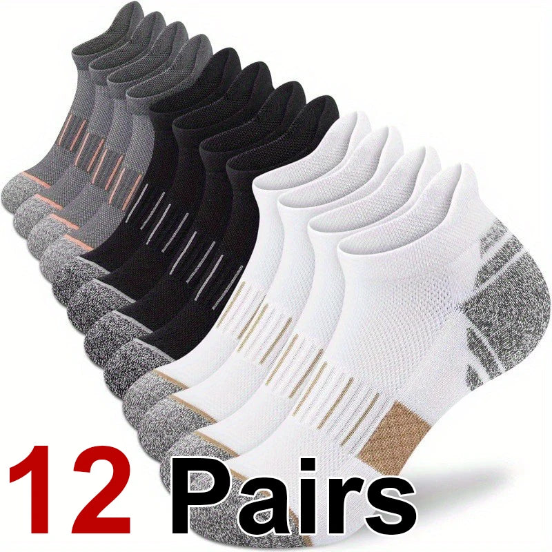 12 Pairs Breathable Polyester Spandex Athletic Sports Socks