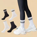 Polyester Elastane Striped Mid Length Casual Socks