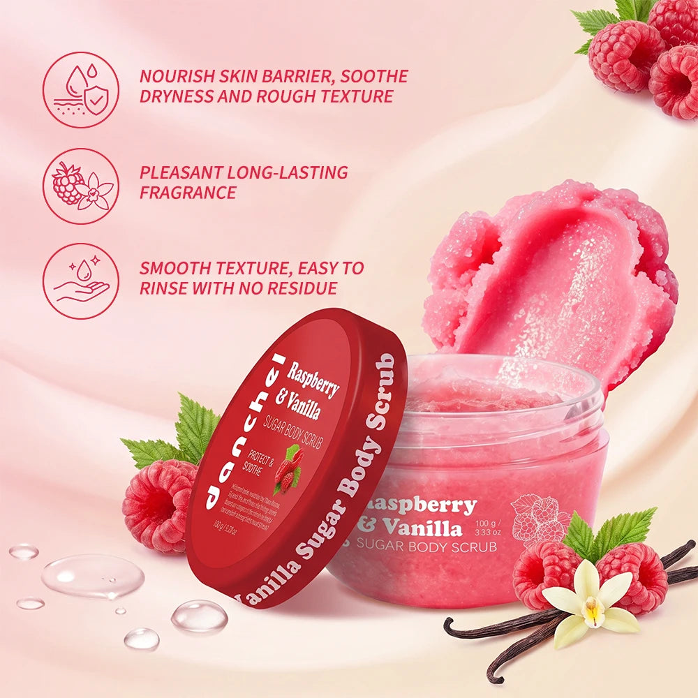 Raspberry Vanilla Sugar Body Scrub Exfoliating Cream - 3