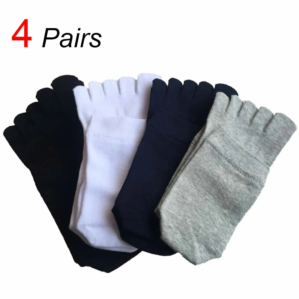 Polyester Elastane Five Finger Casual Crew Socks 4 Pairs - 1