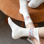 Polyester Elastane Graffiti Print Crew Socks