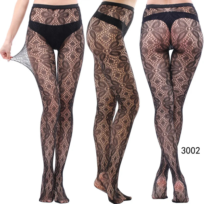 Nylon Spandex Jacquard Patterned Fishnet Pantyhose Tights - 24