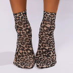 Leopard Print Nylon Casual Ankle Socks