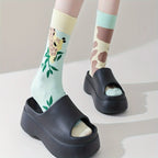 Cotton Blend Giraffe Print Mid Calf Socks