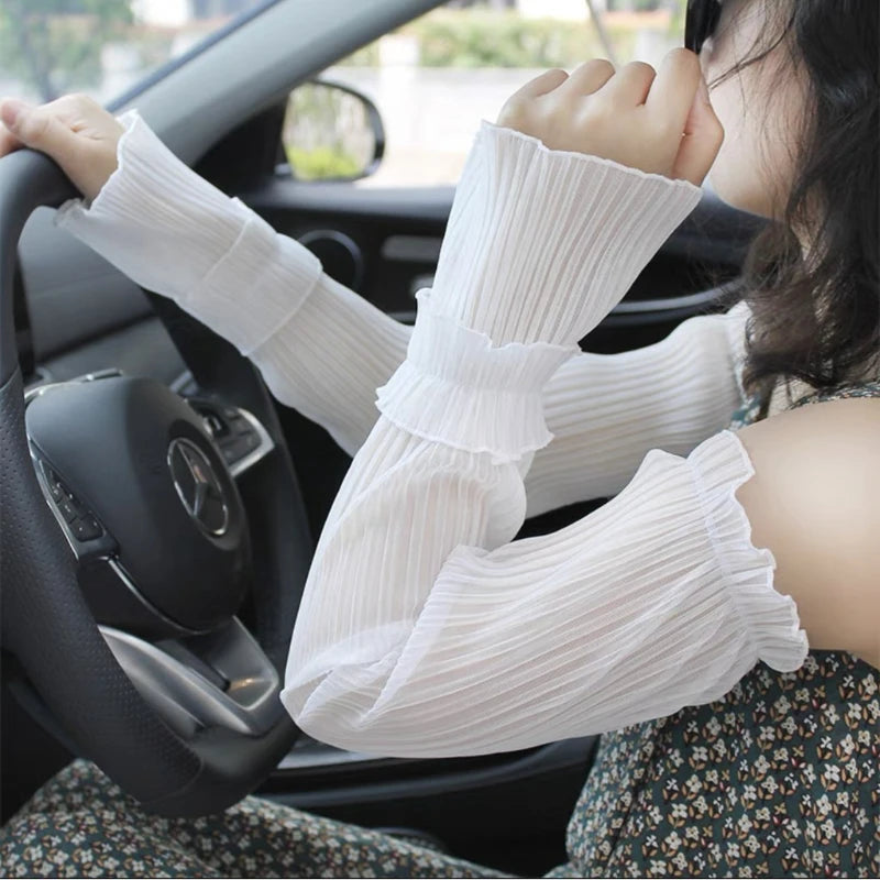 Polyester Fingerless Sun Protection Arm Sleeves