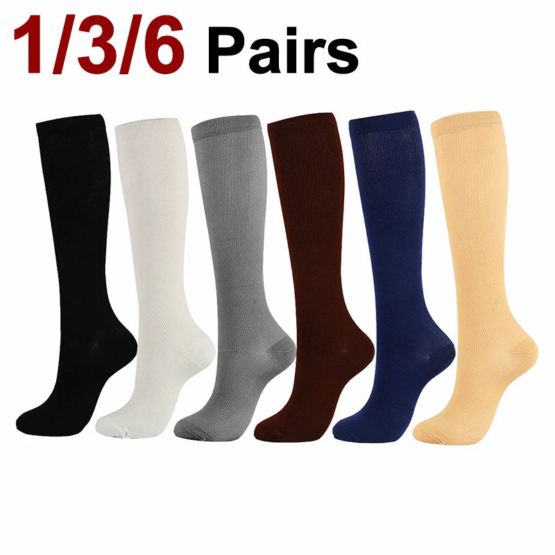 Nylon Spandex Elastic Compression Socks High Tube - 1