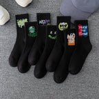 Polyester Elastane Crew Socks Graffiti Pattern Casual Footwear