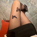 Butterfly Print Nylon Spandex Pantyhose Tights