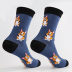 Cotton Blend Corgi Pattern Mid Calf Unisex Socks