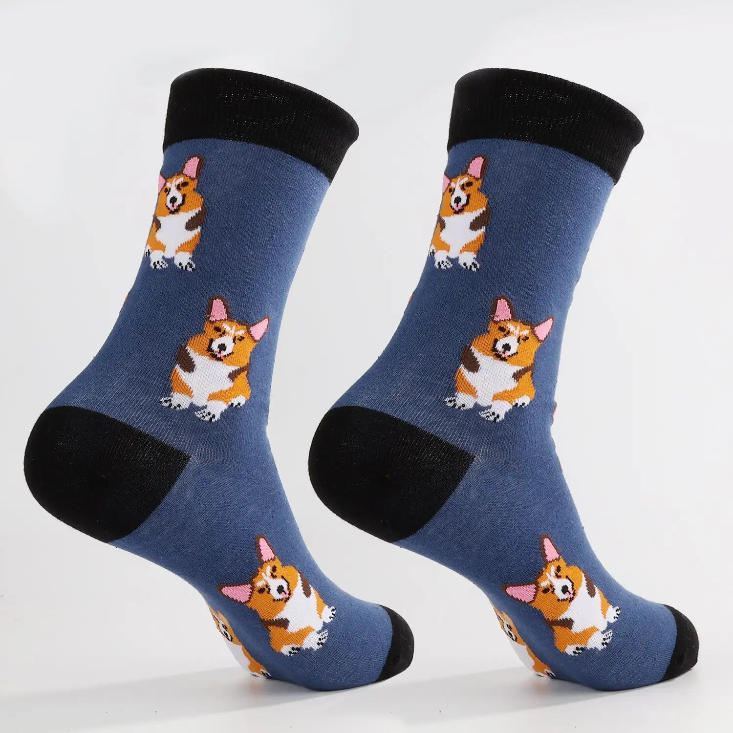 Cotton Blend Corgi Pattern Mid Calf Unisex Socks