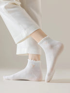 Polyester Elastane Women Low Tube Ankle Socks 5 Pack