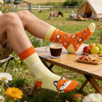 Cotton Blend Mid Calf Fox Pattern Unisex Socks
