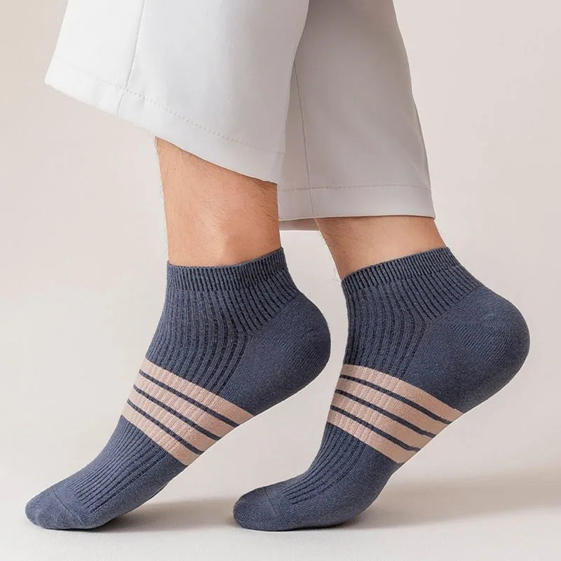 5 Pair Polyester Elastane Striped Ankle Socks for Men - 3