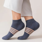 5 Pair Polyester Elastane Striped Ankle Socks for Men