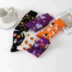 Cotton Blend Halloween Pattern Mid Calf Socks 3 Pair Set