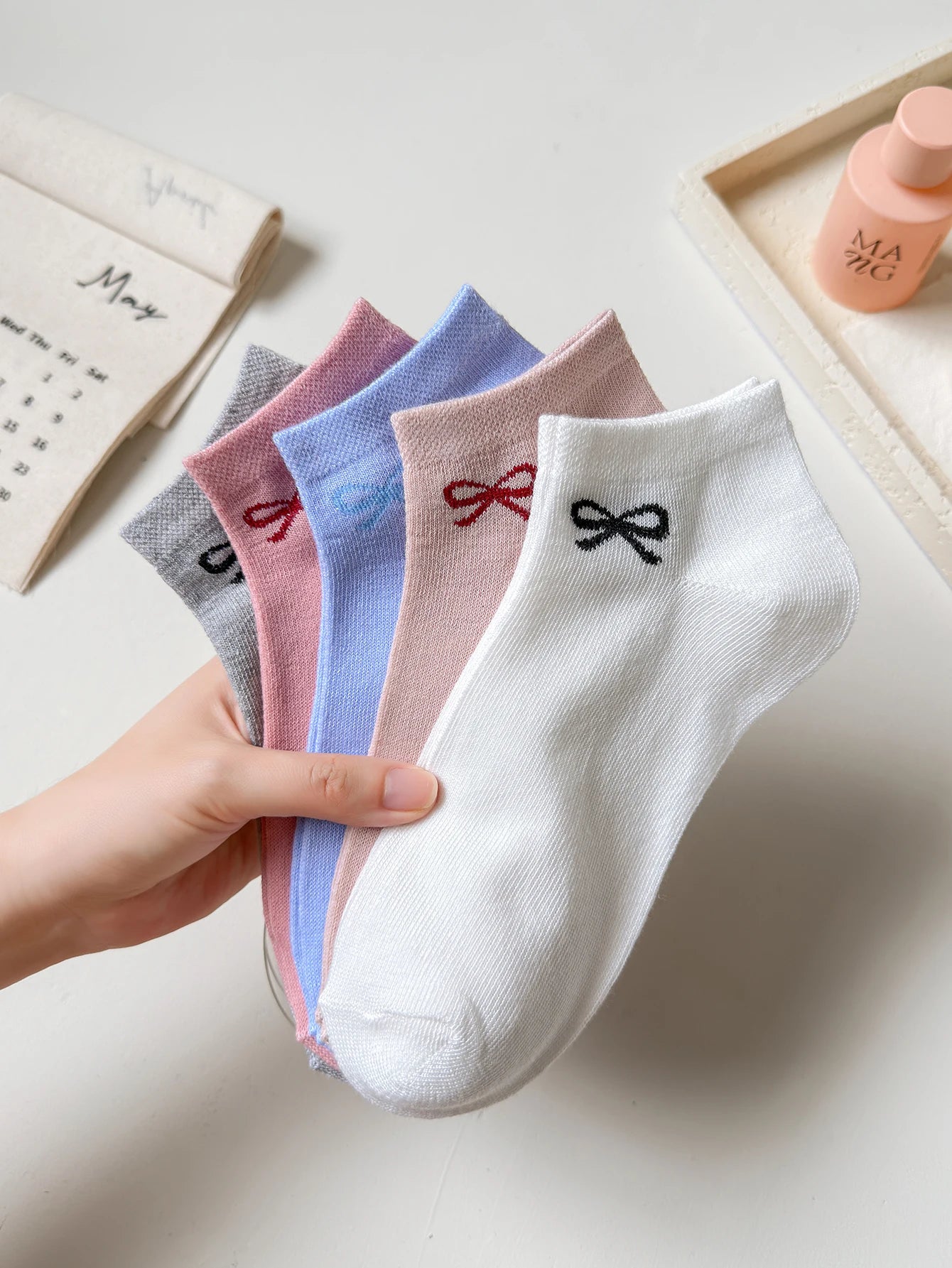 Polyester Elastane Low Tube Ankle Socks Set - 2