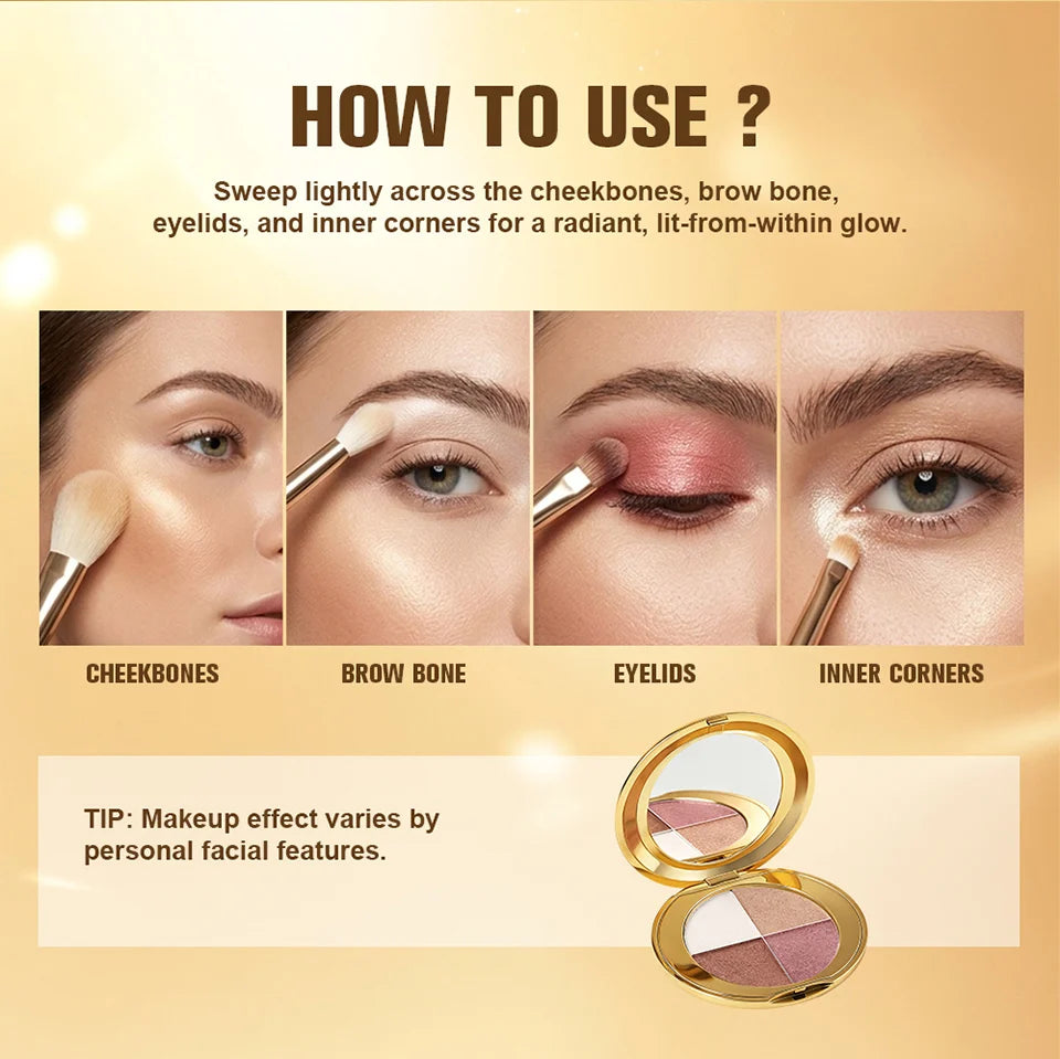 Powder Highlighter and Bronzer Face Makeup Palette - 14