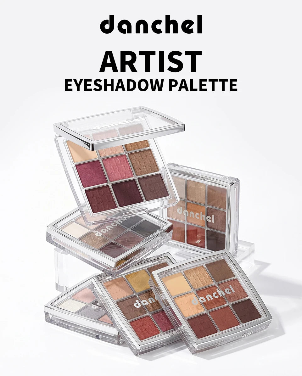 9 Color Powder Eyeshadow Palette with Makeup Brush - 7