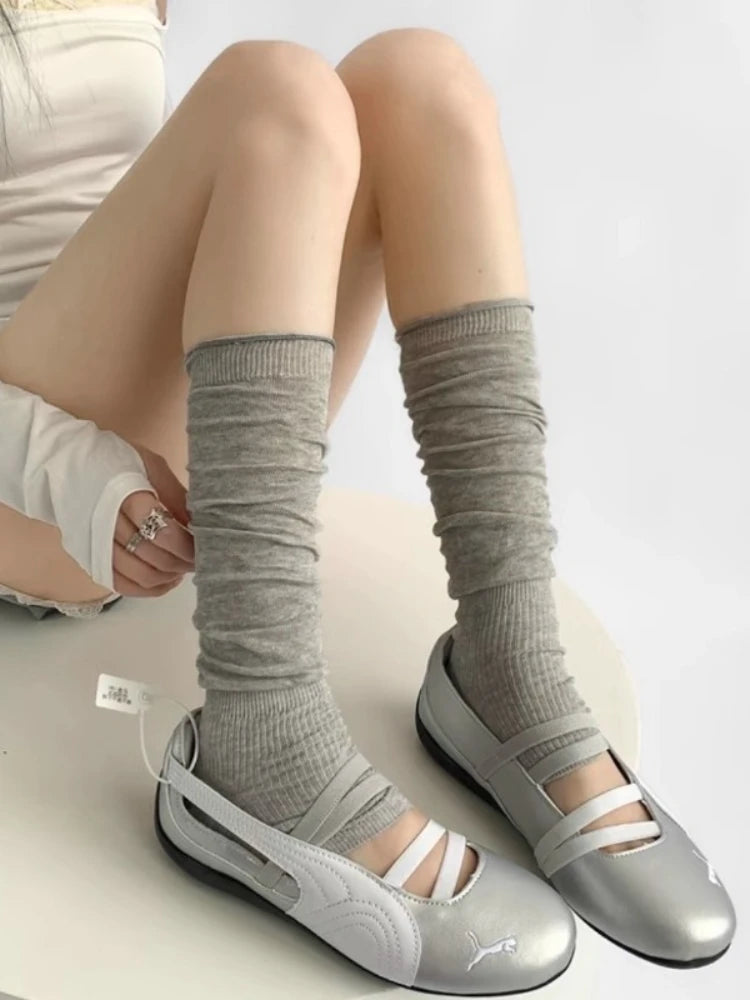 Cotton Ruffled Leg Warmers Slouch Socks