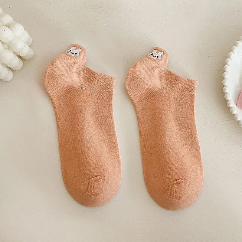 Cotton Embroidered Animal Crew Socks - 20