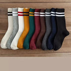 Striped Polyester Blend Mid Tube Casual Socks for Women