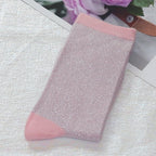 Cotton Blend Glitter Knit Women Casual Crew Socks