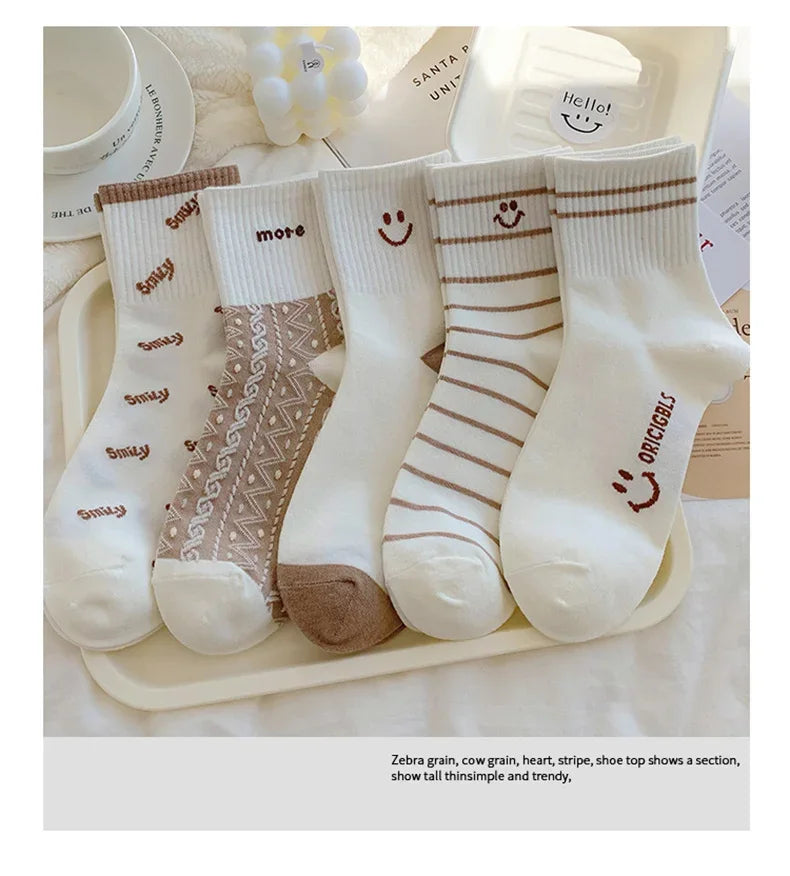 Polyester Blend Mid Tube Socks Women Casual Daily Wear