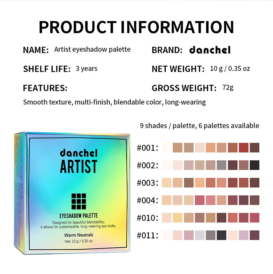 9 Color Powder Eyeshadow Palette with Makeup Brush