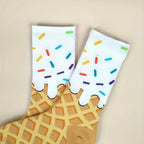 Cotton Blend Waffle And Frosting Pattern Crew Socks