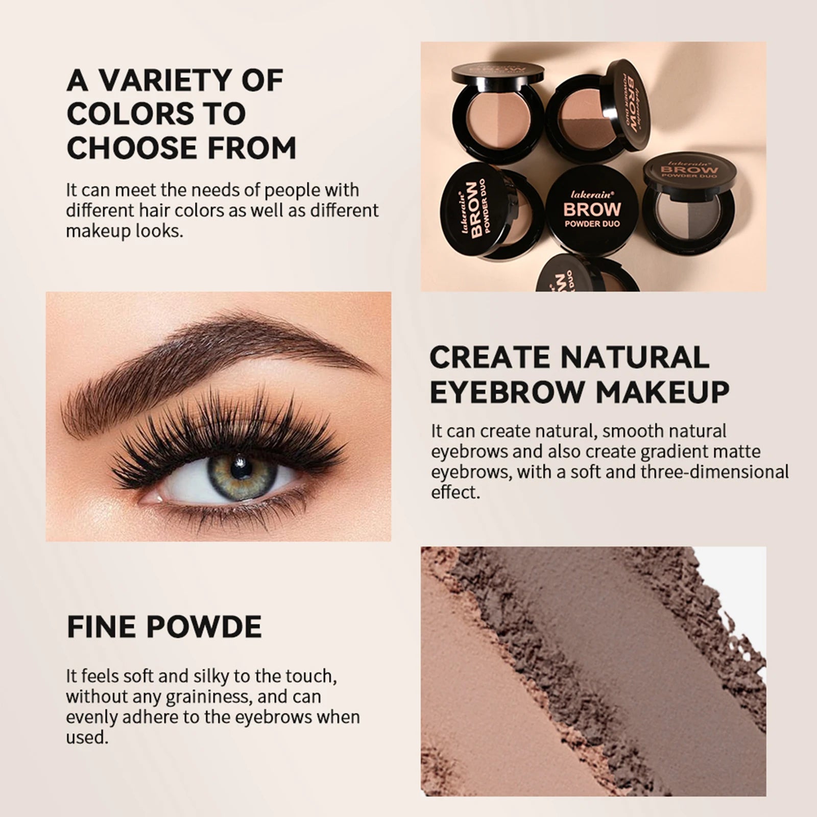 Dual Shade Eyebrow Powder Palette with Application Brush - 4