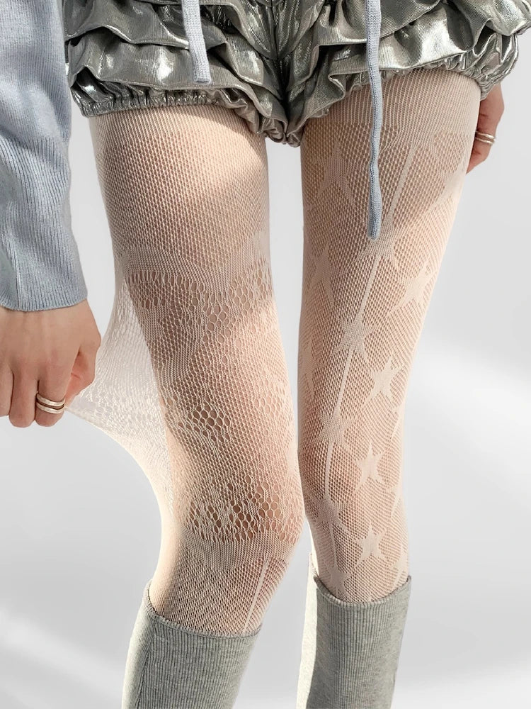 Nylon Elastane Star Pattern Mesh Pantyhose Tights