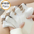 Polyester Elastane Teddy Bear Print Casual Ankle Socks for Women
