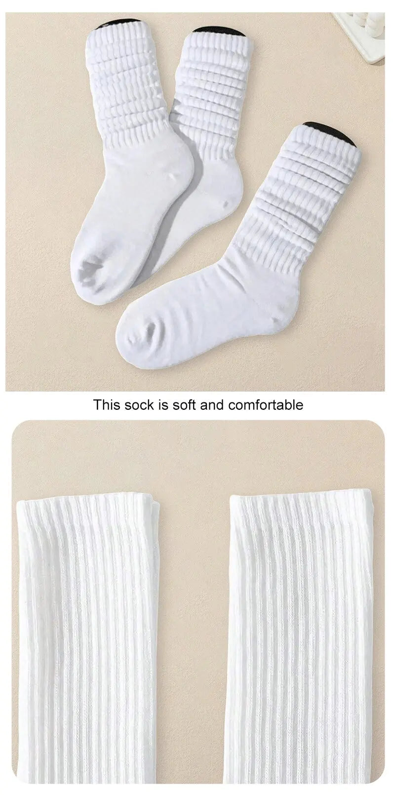 3 Pairs Polyester Spandex Mid Tube Socks
