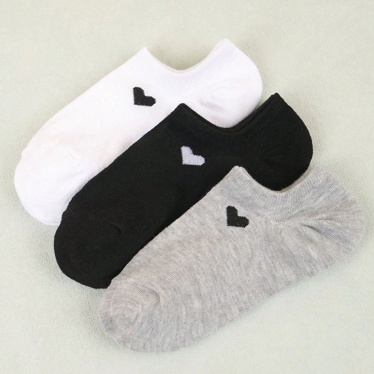 Polyester Elastane Low Cut No Show Heart Pattern Socks