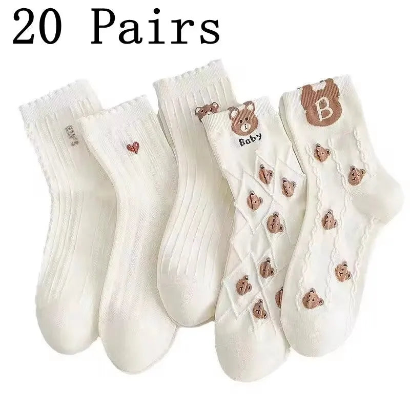 Polyester Blend Cartoon Expression Mid Tube Casual Socks