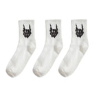 Polyester Elastane Skeleton Hand Print Crew Socks