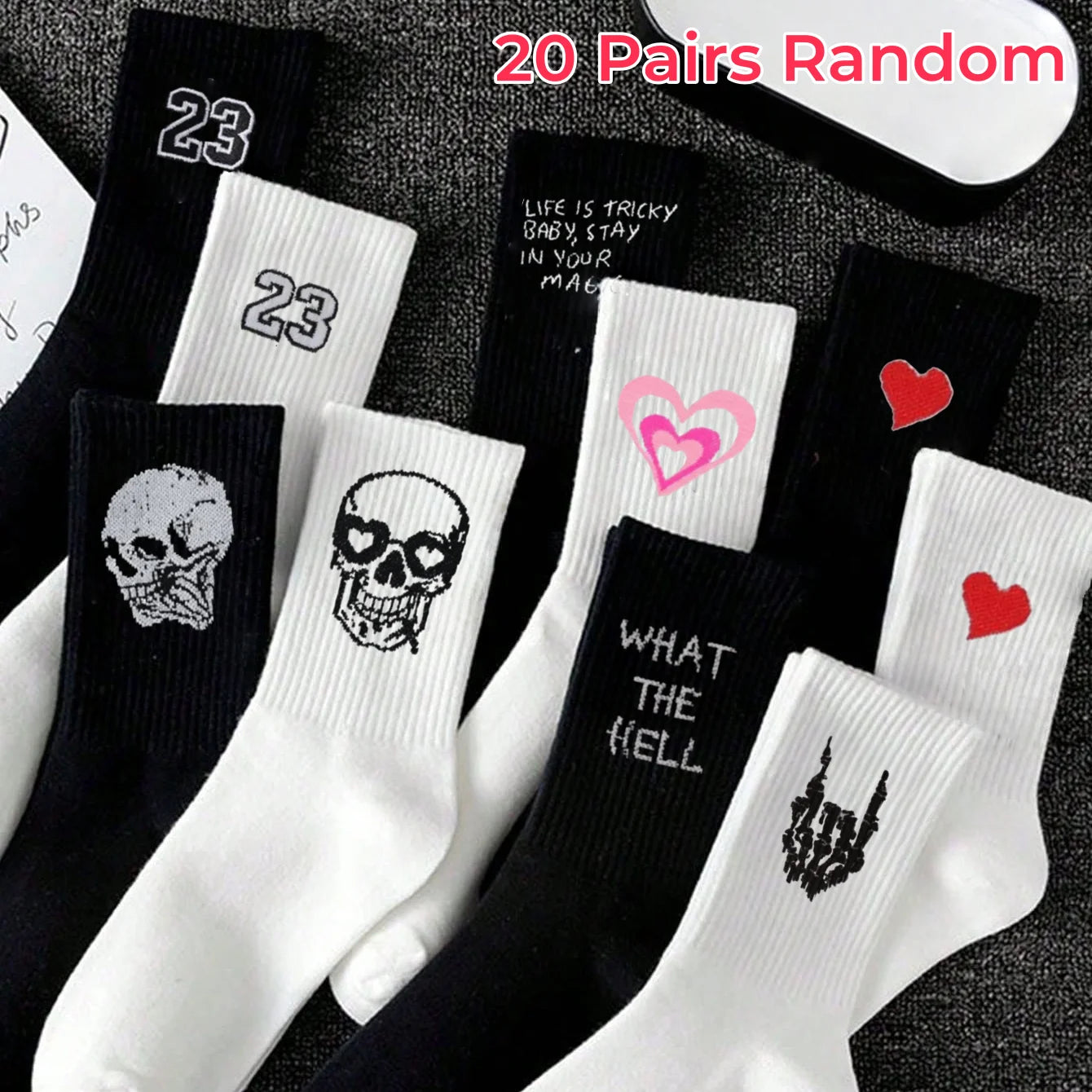 Polyester Elastane Crew Socks Graphic Casual Footwear - 8