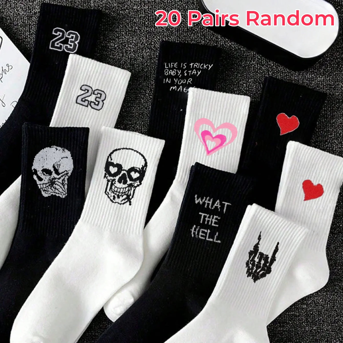 Polyester Elastane Crew Socks Graphic Casual Footwear