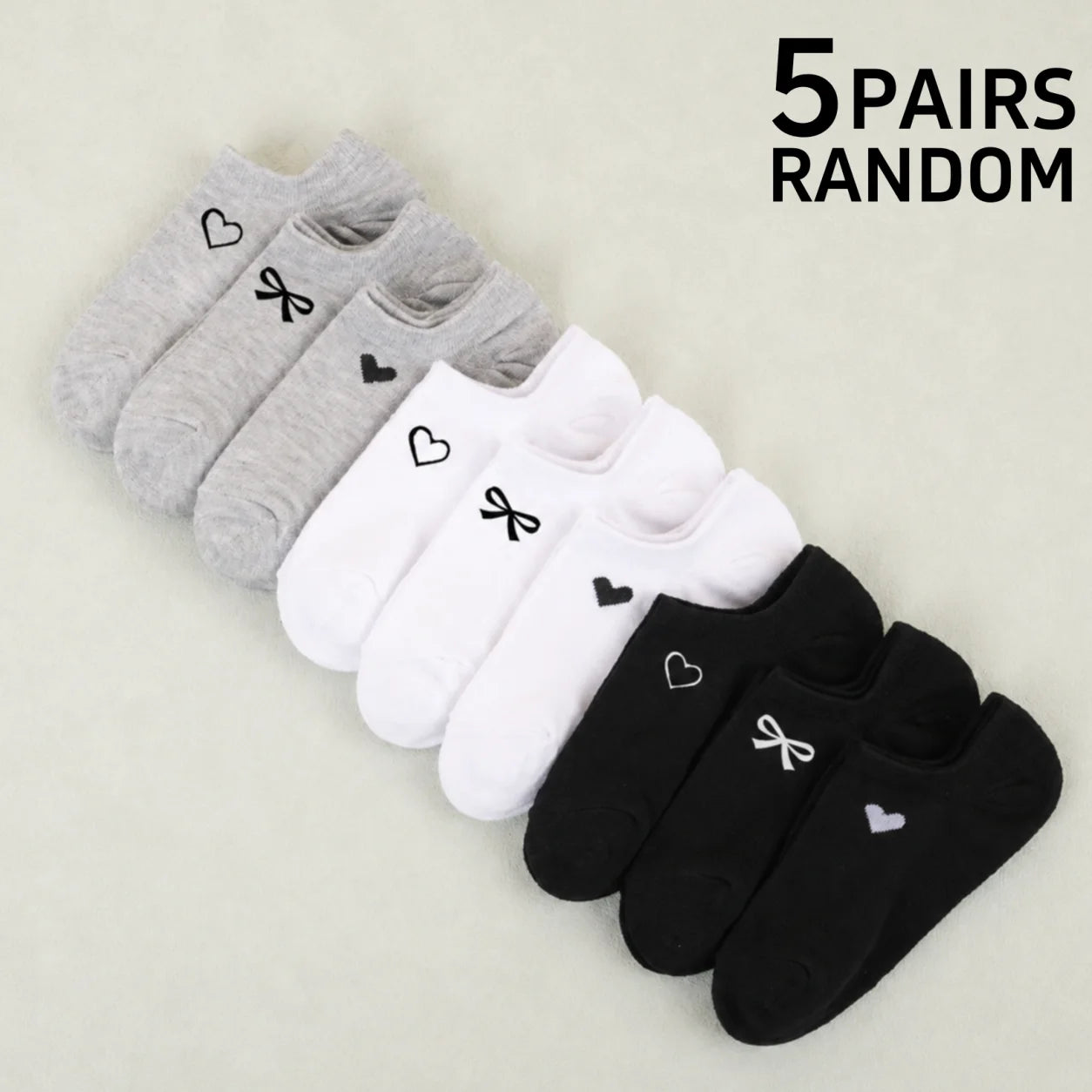 Womens Polyester Elastane Low Cut Heart Bow Ankle Socks 3 Pairs - 9