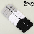 Womens Polyester Elastane Low Cut Heart Bow Ankle Socks 3 Pairs