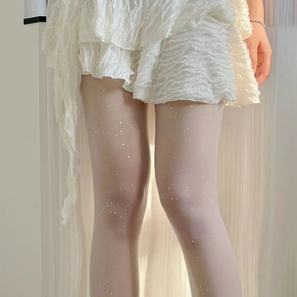 Polyester Elastane Sequin Sheer Pantyhose